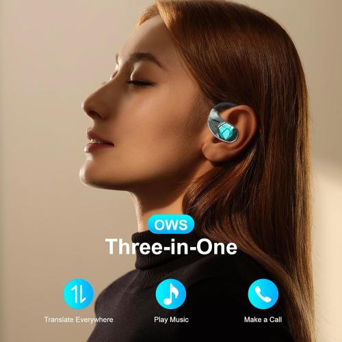 AI Language Translator Earbuds, OWS 3 in 1 Translation Earbuds Real Time 150 Languages & Accents&10 Offline Packs,Two Way Translation Device for Travel Business Meetings Learning, Black