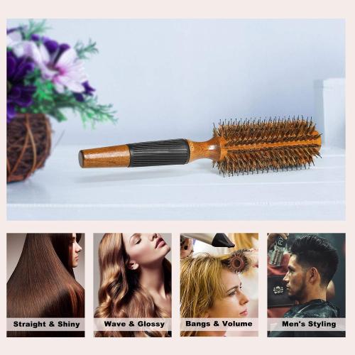 BESTOOL Round Hair Brush for Women or Men, Boar Bristle Small Round Hairbrush for Quick Blowout, Add Shine/Volume, Minimize Damage (2.2 Inch)