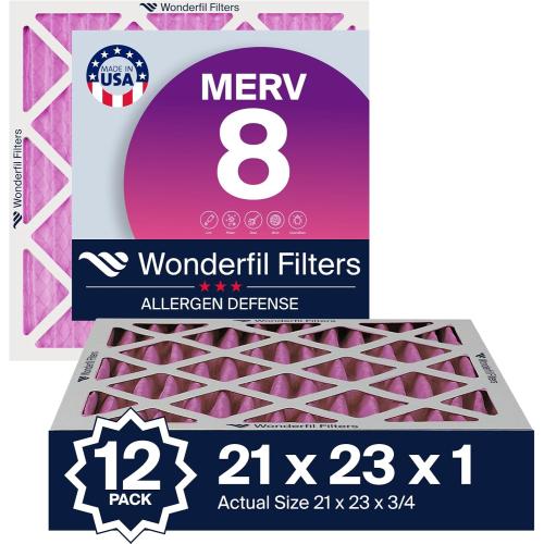 21x23x1 MERV 8 (12 Pack) | Wonderfil Filters | Pleated HVAC Design | Perfect Fit for AC & Furnace Systems | Actual Size: 21 x 23 x 0.75