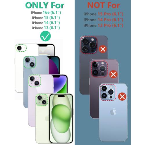 FNTCASE for iPhone 15 Phone Case: for iPhone 14 & 13 & 16e Case Military Shockproof Protective Rugged Cell Phone Cover with Kickstand & Belt-Clip Holster, Heavy Duty Hard Cases 5G - 6.1 Inch Black