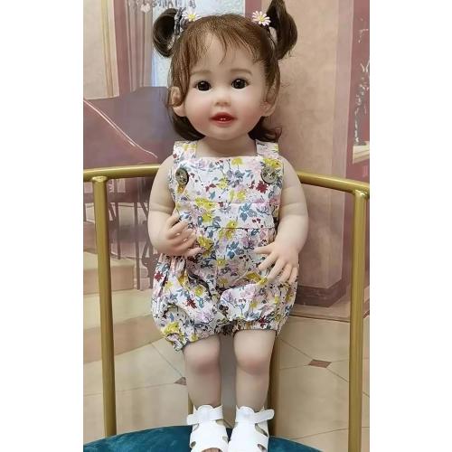 TERABITHIA 22 Inches Cute Lifelike Happy as Can be Reborn Baby Doll Crafted in Full Body Silicone Vinyl Anatomically Correct Realistic Smiling with Teeth Newborn Toddler Dolls Washable Girl WW01379-b