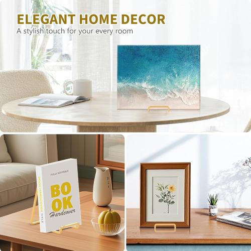 Plate Holder Easel Display Stand - 6 inch Metal Plate Stands for Display - Tabletop Picture Stand - Gold Iron Easels for Display Pictures | Photo Frames | Book | Decorative Plates | Plaque - 3 Pack