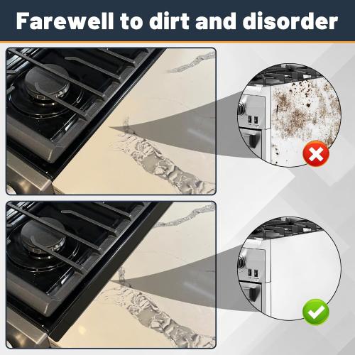 Stove Gap Covers Stainless Steel, Adjustable 13.8-27.5 In(2 Pack), Heat Resistant, Gas Stove Side Gap Protector (Matte Black)