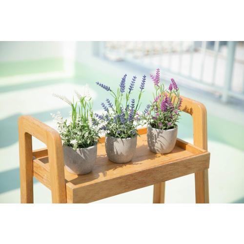 Velener Artificial Lavender Flowers(Pink/White/Purple), Small Fake Lavender Plants Pot Set of 3 - Faux Lavender Flowers for Farmhouse/Home