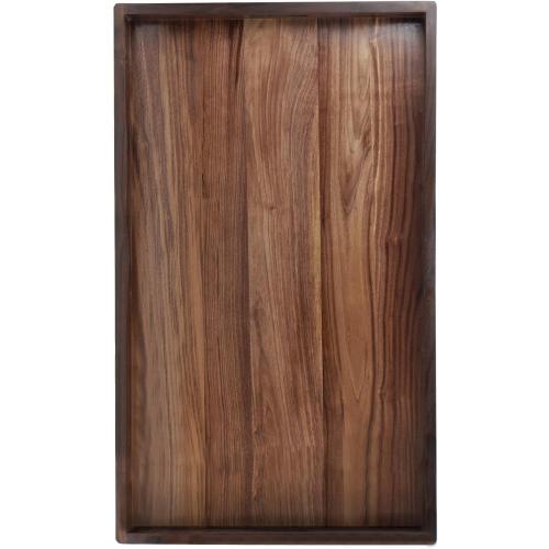 34 x 20 Inches Extra Large Rectangle Black Walnut Wood Ottoman Tray with Handles, Serve Tea, Coffee Classic Wooden Decorative Serving Tray