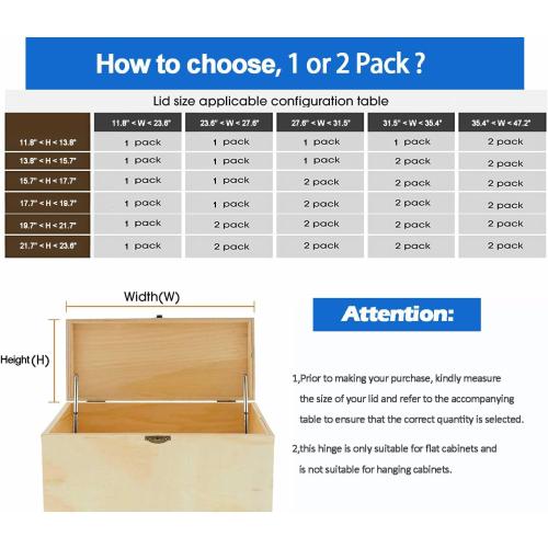 2 Pack | Toys Box Hinges Soft Close - HBL’ Lid Support Chest Hinges for Wooden Toy Box, Cedar, Storage Trunk & Benches, Made of Zinc Alloy, Safety & Heavy Duty.
