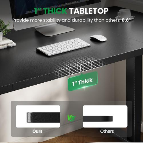 Electric Standing Desk Adjustable - 60x28 Inch Sit Stand Desk with 1 Inch Thick Tabletop, Double Beam Frame, 3 Memory Height Adjustment, Cable Management for Home Office