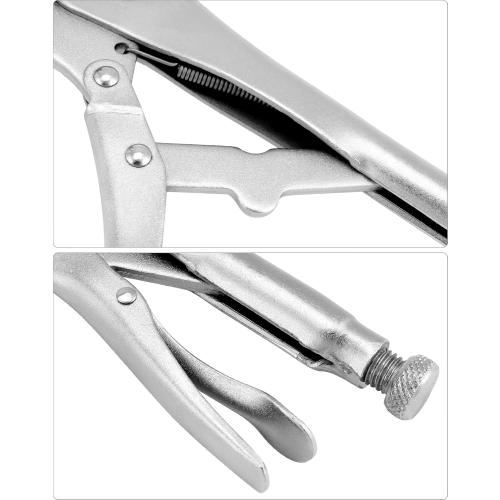 QWORK 10 Locking Sheet Metal Clamp, 2 Pack Welding Locking Plier Tools, Heavy Duty Sheet Metal Grip Tool, Adjustable Opening Nickle Plated Welding Plier