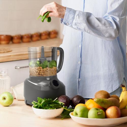 Grey La Reveuse 4-Cup Food Processor Vegetable Chopper for Slicing,Shredding,Grating,Juicing,Emulsfying,Mixing,400 Watts