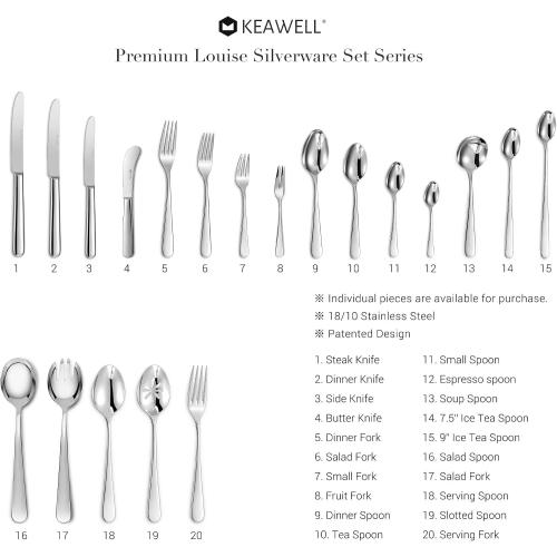 KEAWELL Premium 7 Louise Soup Spoons, 18/10 Stainless Steel, Dishwasher Safe (4)