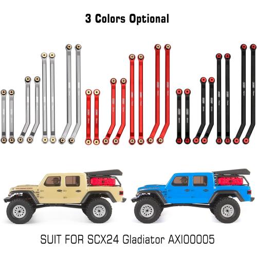 INJORA High Clearance Front 4 Links Set for SCX24 Gladiator Dodge Power Wagon 1/24 RC Crawler Car Axial, 8PCS (Grey)