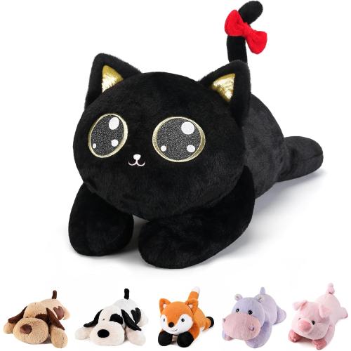 meowtastic Black Cat Weighted Stuffed Animals - 22 Inch 4.5 Pounds Weighted Plush Cat Stuffed Animal - Big Kitten Toys Pillow - Cute Plush Toys Gifts for Kids & Adults (22 4.5 lbs)