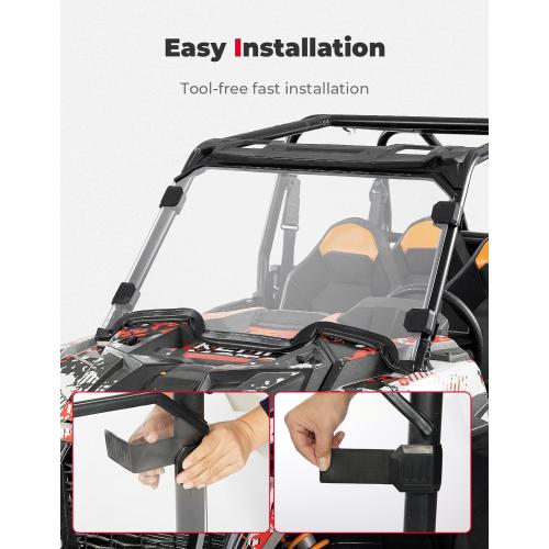 KEMIMOTO Front Windshield Compatible with 2019-2023 Polaris RZR XP 1000 / RZR XP Turbo 2 and 4 Seater, Impact UV Resistant Hard-Coated PC Pre-Installed Rubber Strip Full Windshield #288401