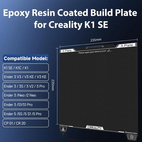 Creality K1 SE Epoxy Resin Build Plate 235×235mm EP Coated Magnetic Steel Bed Plate for Creality K1/K1C/K1 SE/Ender 3 V3 SE/Ender 3 V3 KE/Ender 3 V3/Ender 3/Ender 3 V2