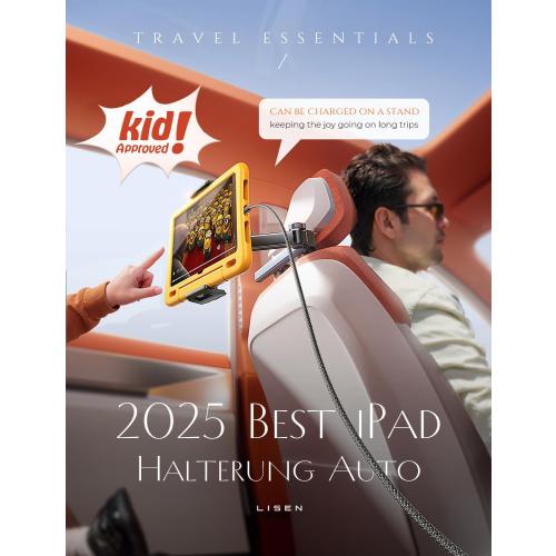 LISEN 3 in 1 for iPad Holder for Car Accessories for Women Road Trip Essentials for Travel Truck Backseat Car Organizer Car tv Headrest Tablet Holder iPad Car Mount for Kids Fire Tablet 4.7-11