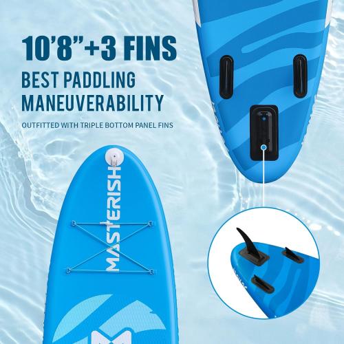 Inflatable Stand Up Paddle Boards with Premium SUP Paddle Board Accessories，10'8'' Paddle Boards Water Ripple Design,Wide Stable Non-Slip Comfort Deck for Adult & Youth