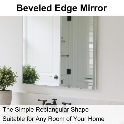 Ruomeng Frameless Full Length Mirror for Wall, 55x16 Inch Bathroom Vanity Mirror Farmhouse, Large Rectangle Mirror with Beveled Edge, Tempered Glass, Hangs Horizontally or Vertically