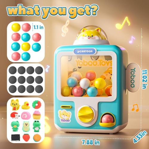 Skirfy Vending Machine Kids Toys 10 Empty Eggs Mini Vending Machine Erasers Operated Gumball Prize Machine Maker Game Claws Machine Christmas Game Sensory Toys Dolls Gifts（Blue）