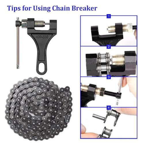 420 Motorcycle Chain 132 Links - 420 Chain for 50 70 90 110 125cc 212cc TaoTao Coolster Apollo Baja Kazuma Chinese ATV, 420 Chain for Mini Bike Go Kart, Free Chain Breaker Included