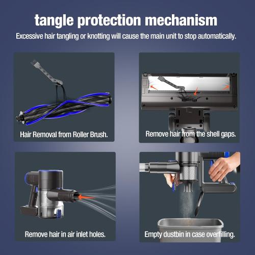 Cordless Vacuum Cleaner, Upgraded 40Kpa Stick Vacuum Cleaners for Home, 8 in 1 Lightweight with Self-Standing, 1.5L Dust Cup & Anti-tangle, Rechargeable Vacuum for Hard Floors Carpets Pet Hair