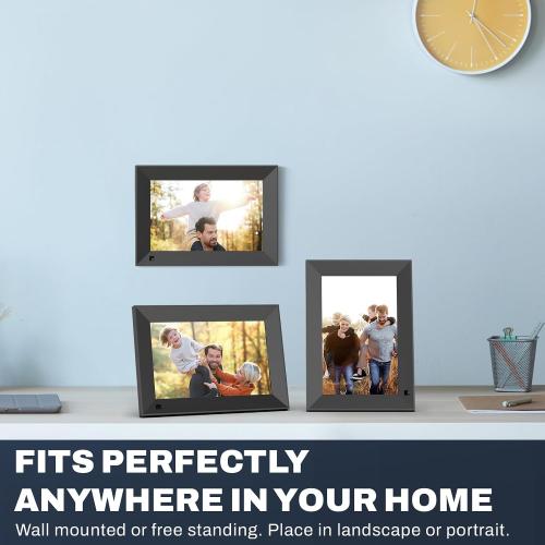 Frameo 8 Inch Smart WiFi Digital Photo Frame with 1280x800 HD IPS Touchscreen, Frameo Digital Frame WiFi 16GB, Wall Mountable, Share Photo/Video via Apps, Email, Support USB/Mirco SD, Black