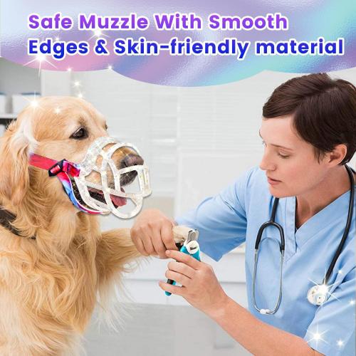 Dog Muzzle, Basket Muzzle Anti Biting Chewing, Sturdy Lightweight Allows Panting Drinking, for Small Medium Large Dogs, Suitable for Grooming Trimming Training (Transparent, Size5)