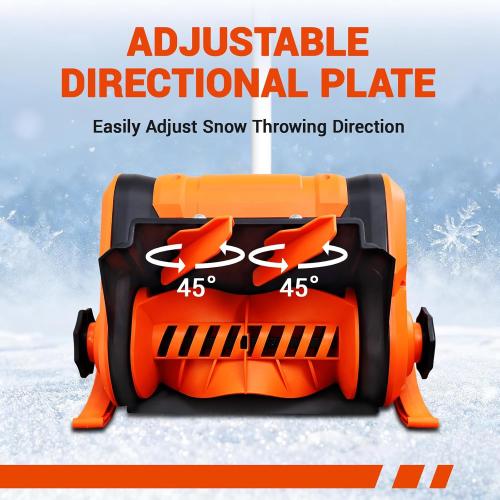 20V*2 Cordless Snow Shovel, 14 Brushless Electric Snow Shovel with Two 4.0Ah Battery & Adjustable Directional Plate, Lightweight Snow Blower for Pathways, Patios, Decks & Driveways (Orange)