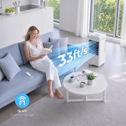 Portable Air Conditioners, 3 Wind Moodes, 12 Wind Speeds, XL Water Tank with 8 Ice Packs, Wide Oscillation, Air Conditioner Portable Swamp Personal Air Conditioner Room Bedroom