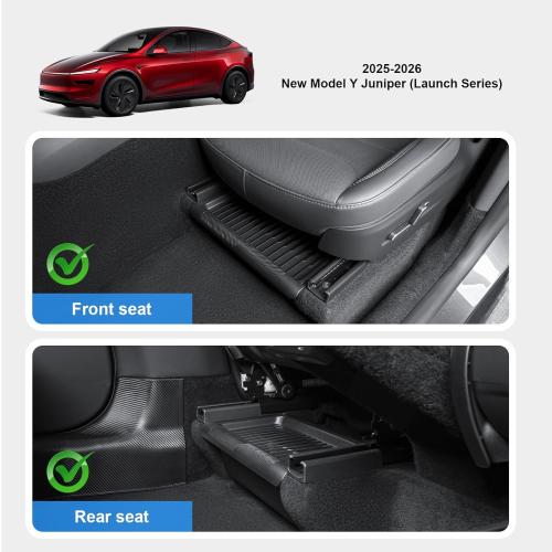 2PCS Under Seat Storage Box for 2026 Tesla Model Y Juniper,Hidden Organizer Tray Underseat Bins with Lid Cover for 2025-2026 Tesla New Model Y Juniper (Launch Series) Interior Accessories