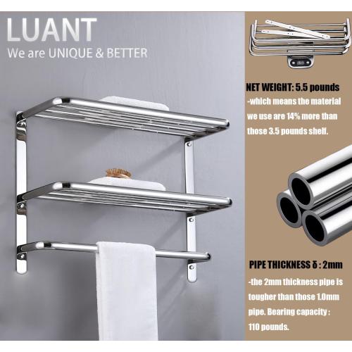 Size 30 Inch Bathroom Shelf 3-Tier Wall Mounting Rack with Towel Bars, Extra Long