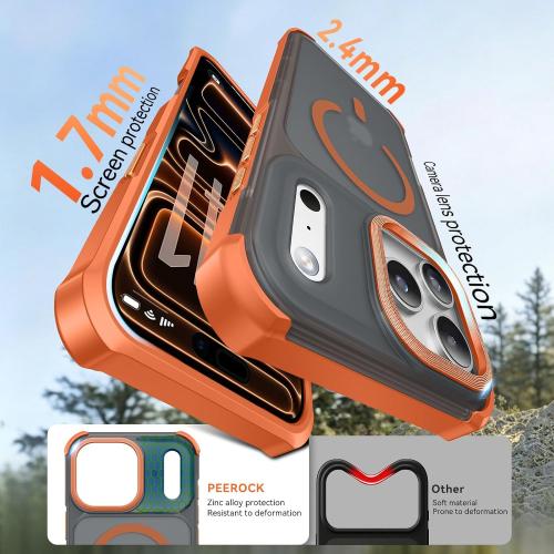 QuadGuard for iPhone 17 Pro Max Case [Military Drop Protection] (Compatible with MagSafe) Strong Magnetic Matte Shockproof Protective Cover for 17 Pro Max Phone Case 6.9'', Translucent Orange