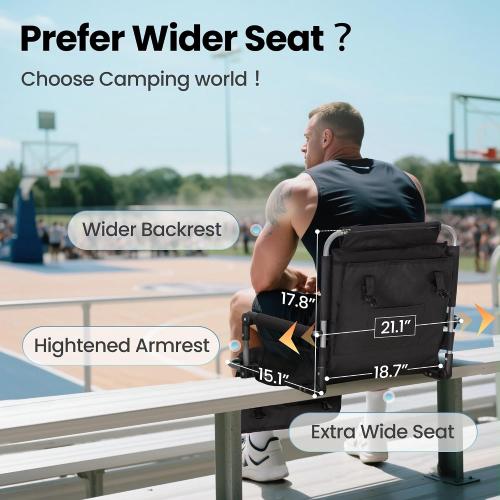 HIGH POINT SPORTS Foldable Stadium Seat Portable Folding Stadium Chairs Padded Bleacher Seat Cushion Bleacher Chair with Armrest and Cup Holder