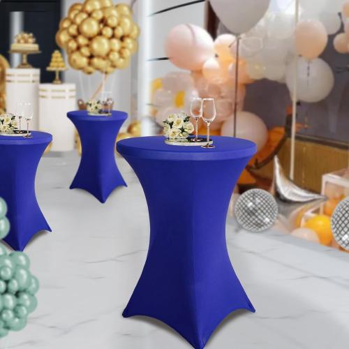 2 Pack Cocktail Table Cover, Spandex Cocktail Fitted Tablecloths, Stretch Round High Top Table Cloths for Bar Wedding Party Banquet, Royal Blue, 30-32 Diameter x 40-43 Height