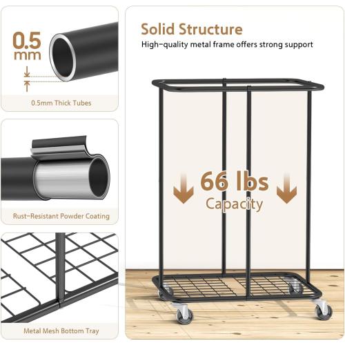 150L Large Laundry Basket with Wheels, Rolling Laundry Hamper with Removable Laundry Bag & Metal Frame, Oxford Fabric Dirty Clothes Hampers for Bedroom, Laundry Room, Bathroom, Dorm(Black)