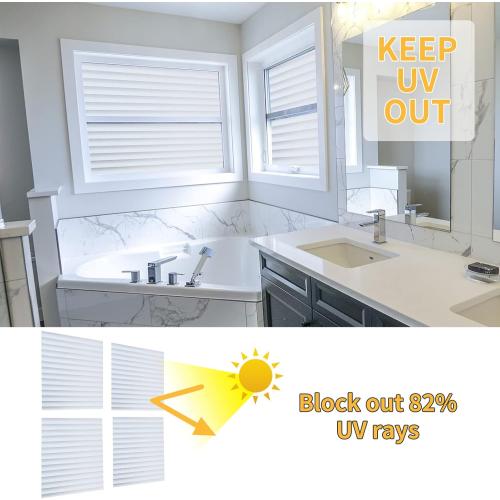 Window Privacy Film with Installation Tools, Blinds Pattern, Static Cling, Anti UV, Heat Control, Ideal for Home Shower Office Glass Door (Blinds Pattern, 35.4X78.7Inch)