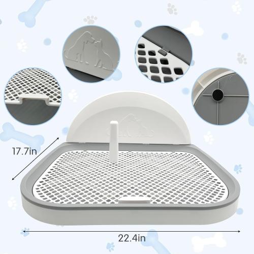 Tfwadmx Pee Pad Holder Dog Potty Tray with Splash Guard & Center Post Mesh Training Toilet Potty Tray Puppy Pad Holder for Puppy and Small Size Dog (Grey, 22.4×17.7)