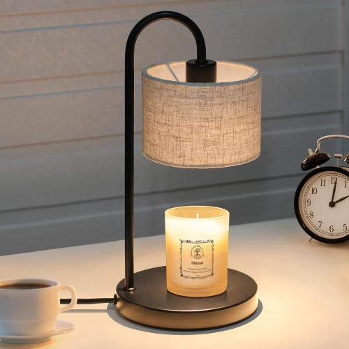 Candle Warmer Lamp with Timer, Dimmable Candle Wax Warmer Electric Candle Lamp for Scented Candles with 2 Bulbs, House Warming Gifts Christmas Gifts for Women Bedroom Home Decor - Linen