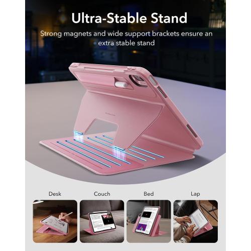 ESR for iPad A16 Case, iPad 11th/10th Generation Case (2025/2022), Pink | Removable Magnetic Cover with Pencil Charging & Storage, Adjustable Portrait/Landscape Stand, 9 Standing Angles, Shift Series