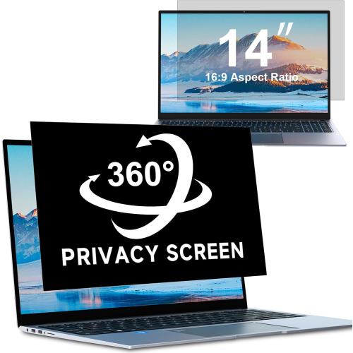 ZOEGAA 4-way 360° Privacy Screen For 14 Inch 16:9 Laptop That Screen Size is 12.2 in Wide and 6.8 in High. Removable Privacy Screen For Laptop Monitor, Anti Glare And Blue Light, Compatible With HP Dell Lenovo Asus Samsung Acer Thinkpad