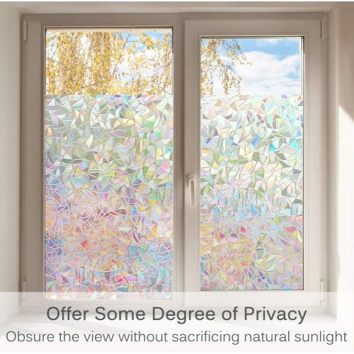Volcanics Privacy Window Film Decorative Window Cling Glass Film Reflective 3D Window Film 60 x 200CM Non-Adhesive Window Stickers Static Cling Window Covering