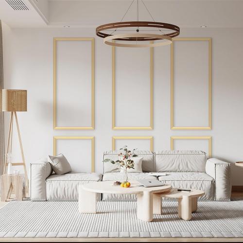 DODOKIE Peel and Stick Wall Molding Kit of 3pcs, Pre Cut Wall Wainscoting Panels for Interior Wall Décor Living Room Decoration, Self-Adhesive Waterproof Paintable Ready to Assemble Gold（24 * 78 in）