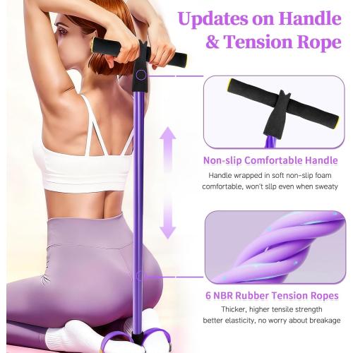 Pedal Resistance Bands with Handles, Upgrade 6-Tubes Manual Tension Training Pedal, Natural Rubber Foot Pedal Resistance Bands, Multifunction Fitness Bands for Abdomen, Waist, Arm, Leg
