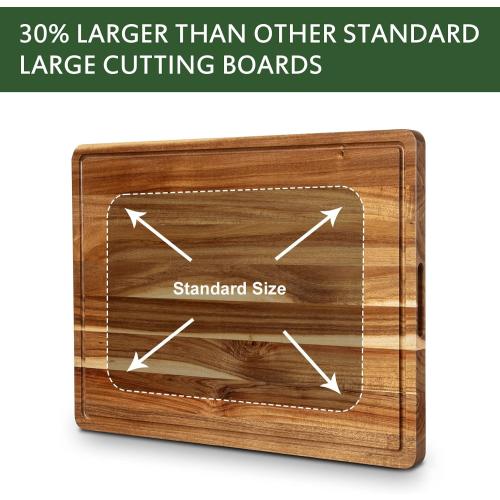 Extra Large Acacia Wood Cutting Board for Kitchen, 24 x 18 Inch Large Butcher Block Chopping Board with Juice Groove, Thick Wood Cutting Boards Carving Board for Turkey Meat Vegetables BBQ