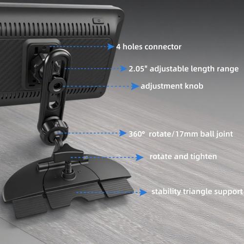 Extended CD Slot Mount for CarPlay Screen Adjustable Arm and 360° Rotating Universal Head 17mm Compatible with in-Car Monitors CD Slot CarPlay Mount