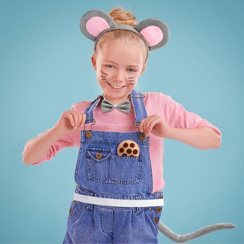 Mouse Costume Set and 4 pcs Cookie Brooches Mouse Ears Headband Bow Tie Tail Halloween Party Dress up Accessories