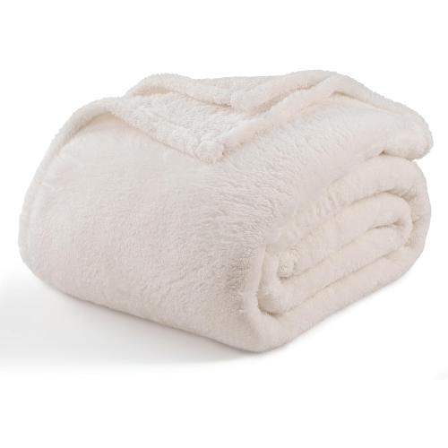 50x60 Cream Berkshire Blanket Classic Extra-Fluffy™ Plush Throw Blanket, Soft Fuzzy Fluffy Long Hair Throw Blanket for Couch Sofa Bed, Cream, 50x60 Inches