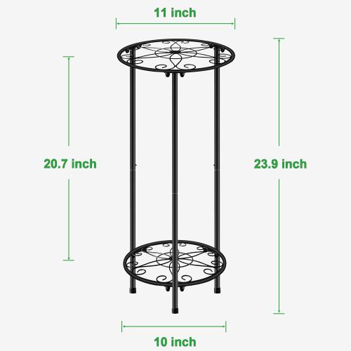 CASIMR Plant Stand Indoor Outdoor, Metal Rustproof Flower Shelf 2 Tier 23.9 inch, Tall Multiple Plant Pot Holder Rack for Garden Patio Living Room Corner Balcony, Black