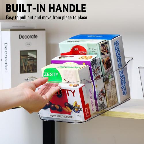 12 PACK Clear Plastic Storage Bins, Kitchen Cabinet Pantry Organizer Bins