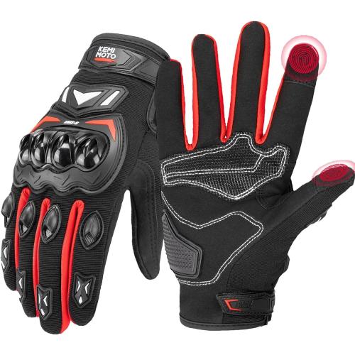 KEMIMOTO Motorcycle Gloves for Men, Touchscreen Cycling Gloves for Outdoor Sports On-Road Off-Road Mountain Motorcycle Motorcross Motorbike Dirt Bike Bicycle Racing ATV UTV