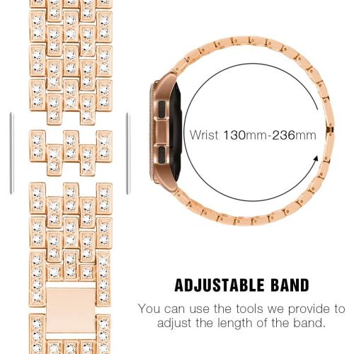 SUPOIX Compatible for Samsung Galaxy watch 7/6/5/4 40mm 44mm/ Galaxy Watch FE 2024/Watch 3 41mm/ Watch 42mm/Active 2 Band, 2 Pack 20mm Women Jewelry Bling Metal Replacement Strap (Rose gold)